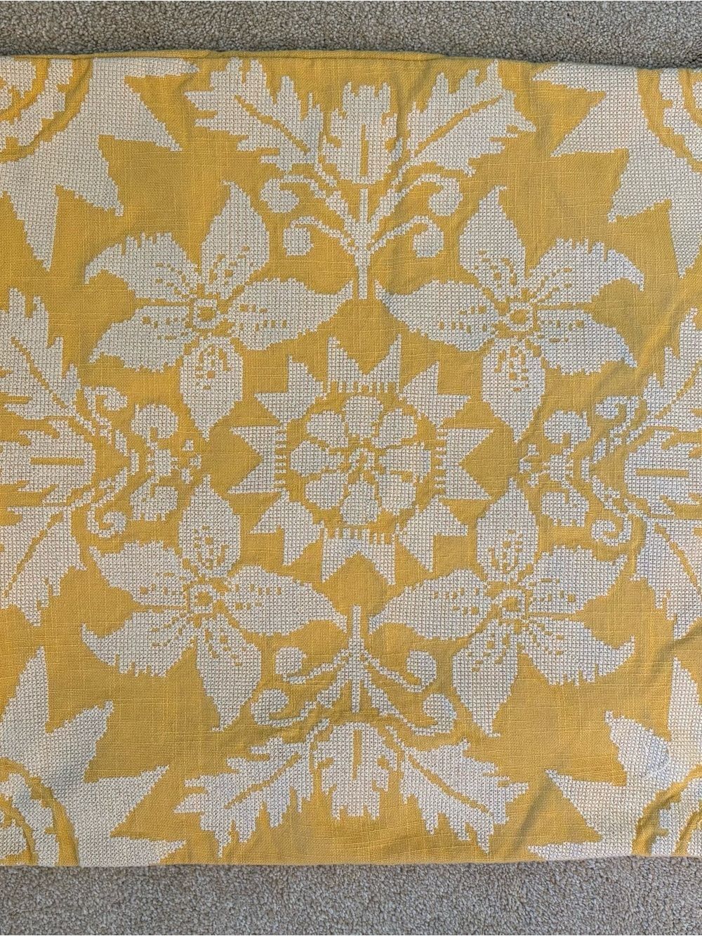 Pottery Barn Square Yellow Embroidered Floral Pillow Sham Cover 20” x 20” - Picture 1 of 9